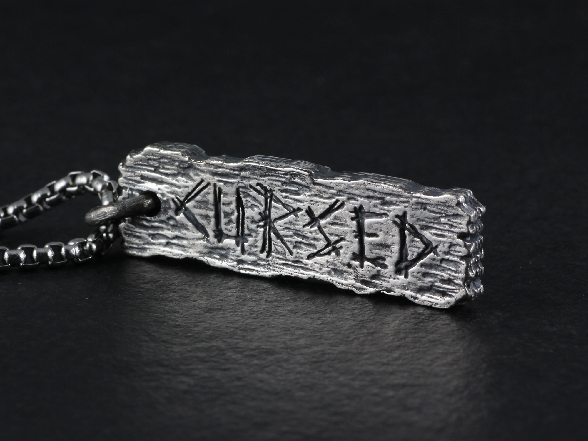 Cursed Pendant - Sterling Silver Pillory Board Necklace