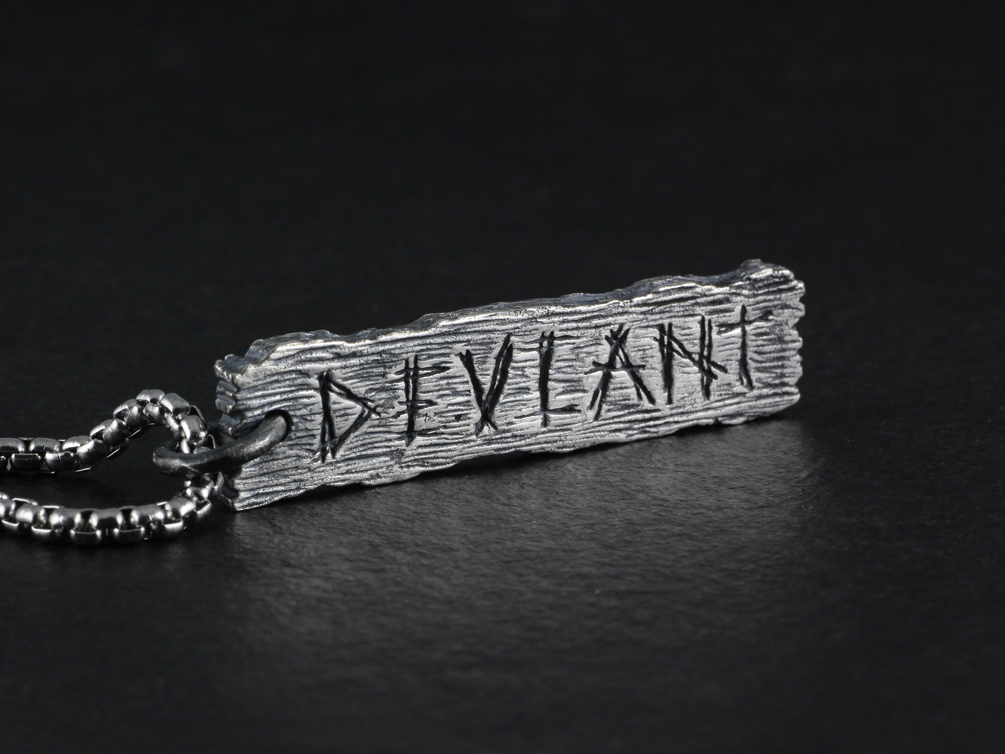 Deviant Pendant - Sterling Silver Pillory Board Necklace