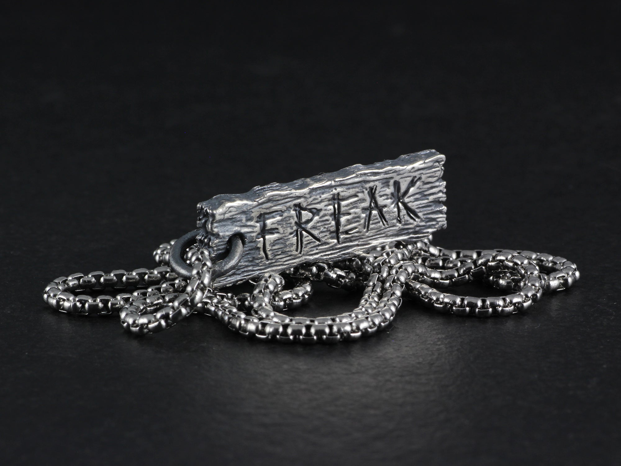 Freak Pendant - Sterling Silver Pillory Board Necklace