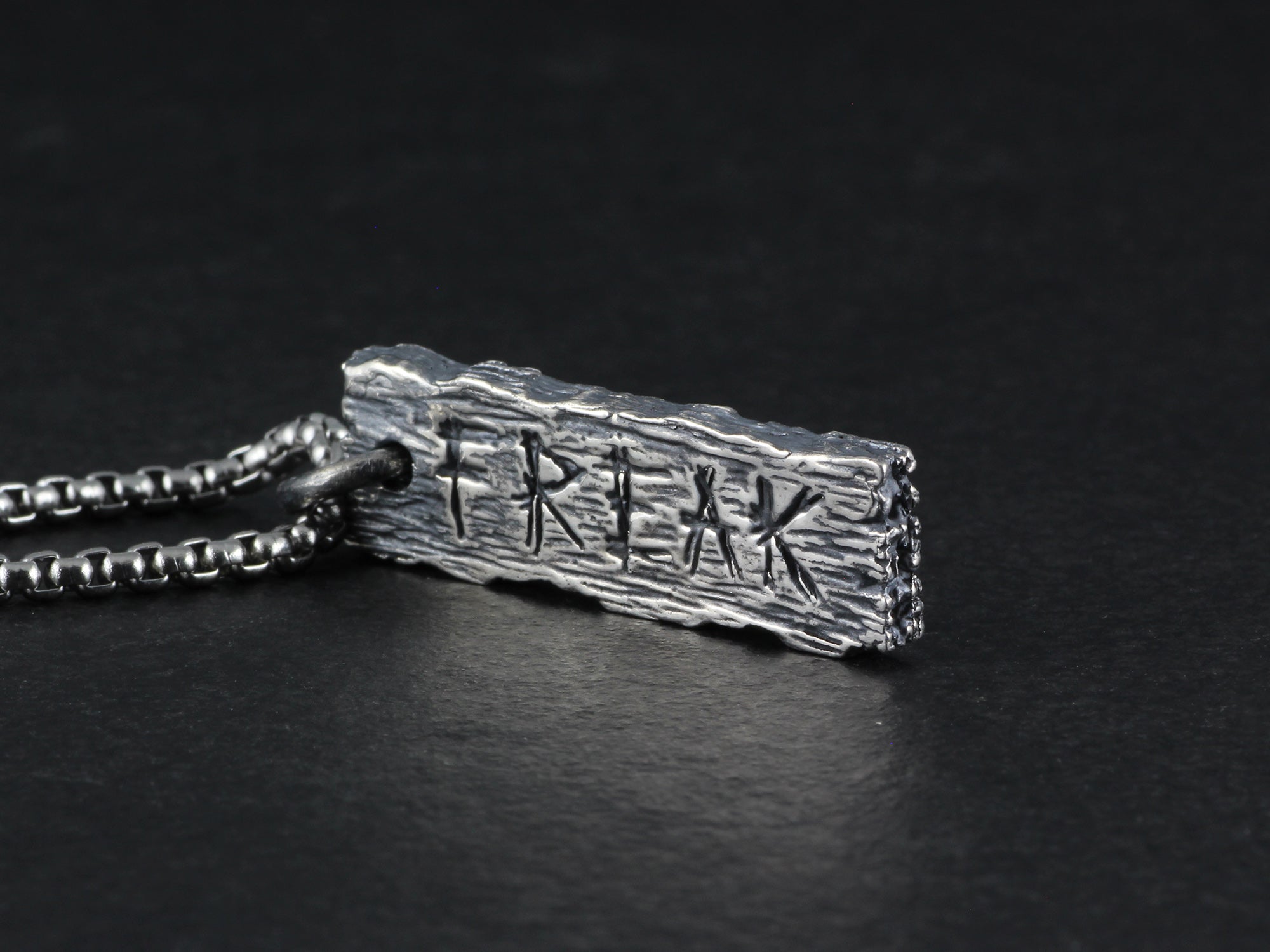 Freak Pendant - Sterling Silver Pillory Board Necklace