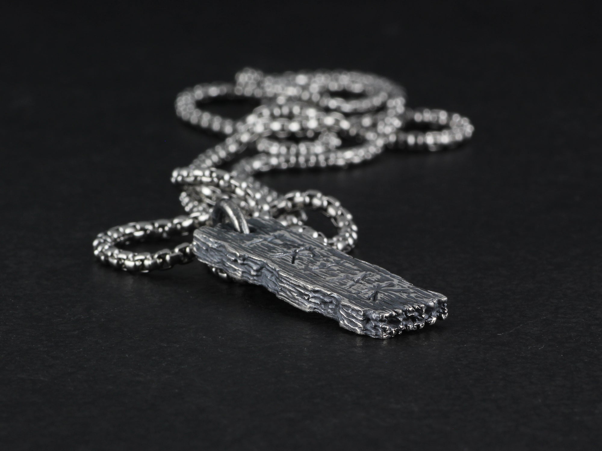 Freak Pendant - Sterling Silver Pillory Board Necklace