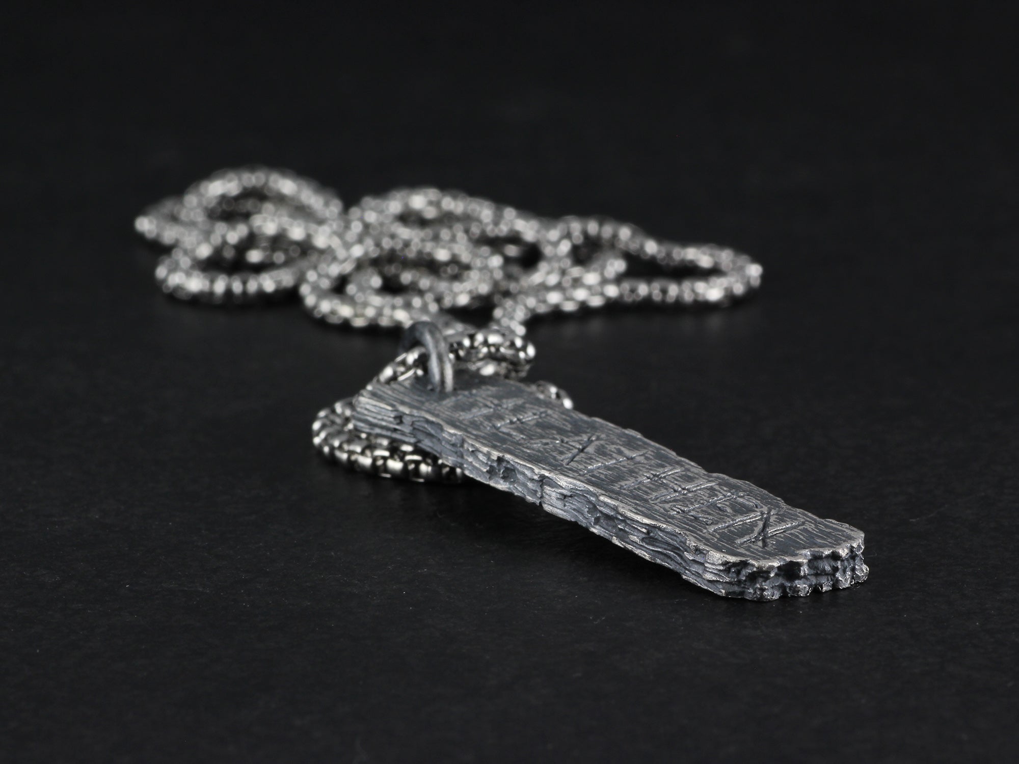 Heathen Pendant - Sterling Silver Pillory Board Necklace