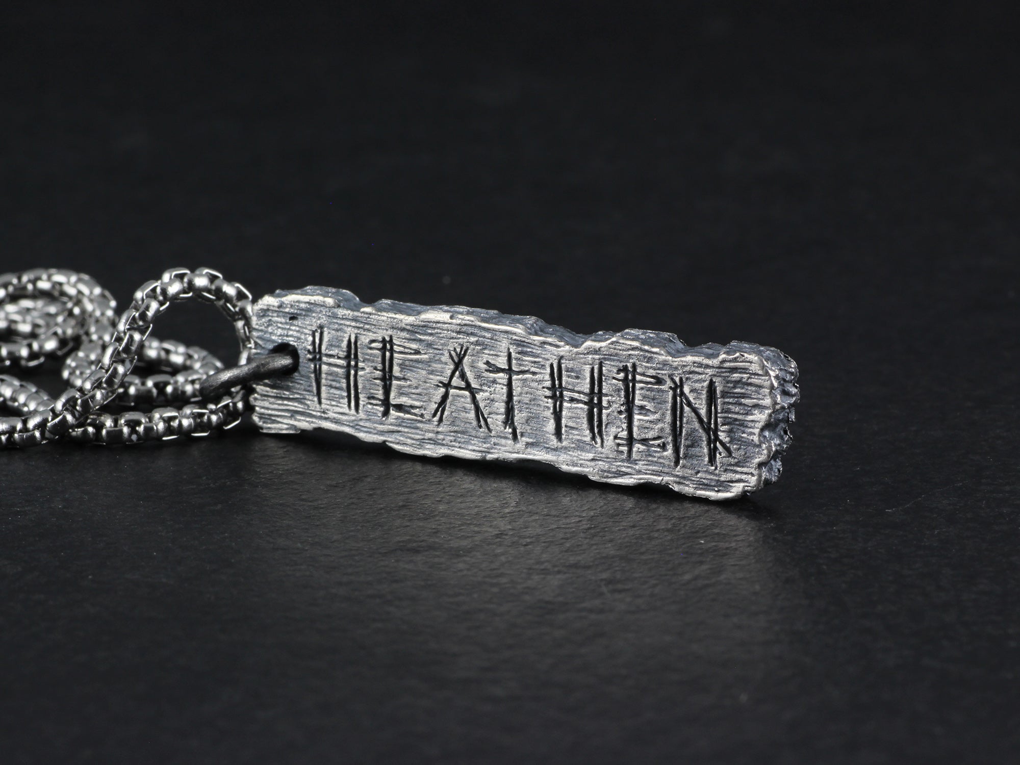 Heathen Pendant - Sterling Silver Pillory Board Necklace