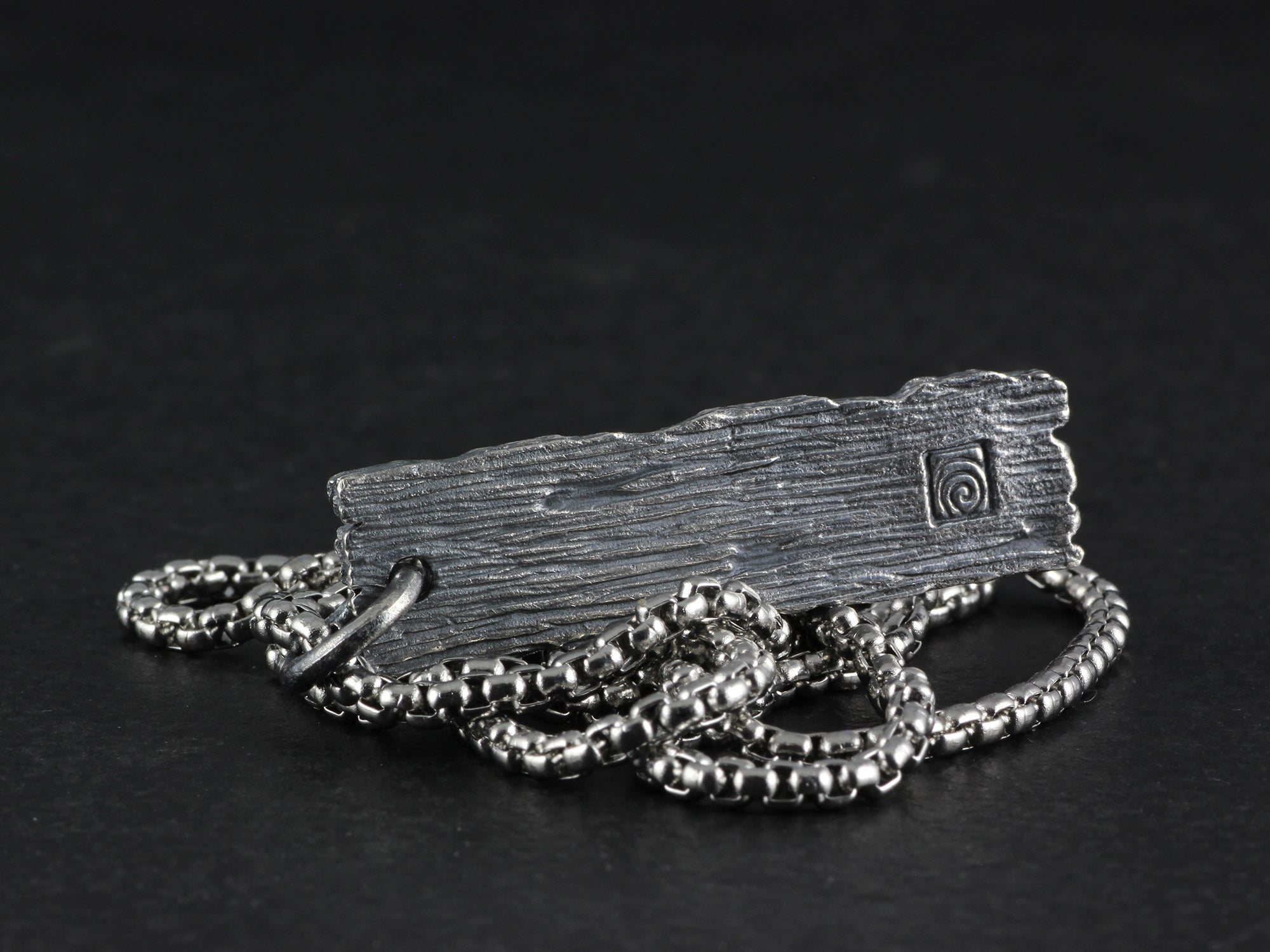 Rotten Pendant - Sterling Silver Pillory Board Necklace