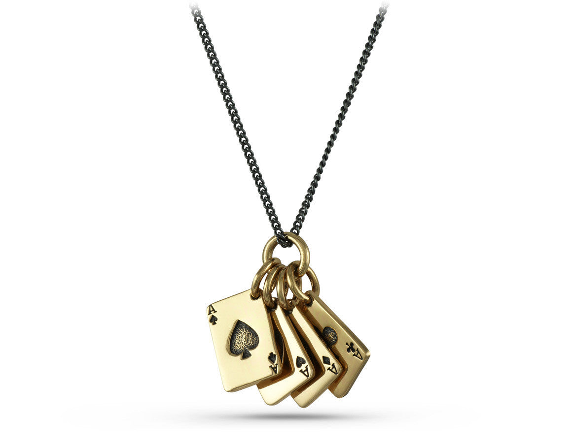 Aces Necklace in Bronze - shown on gunmetal chain