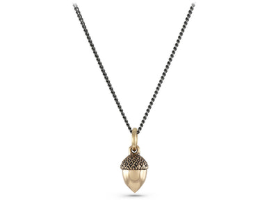 Acorn Necklace in Bronze - shown on gunmetal chain