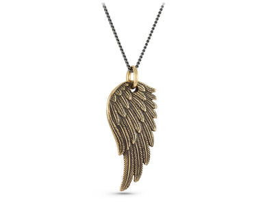 Angel Wing Necklace in Bronze - shown on gunmetal chain