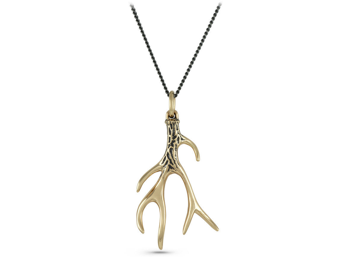 Antler Necklace in Bronze - shown on gunmetal chain