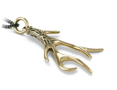 Antler Necklace in Bronze - shown on gunmetal chain