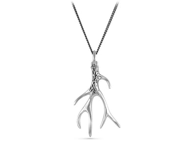 Antler Necklace in Silver - shown on gunmetal chain