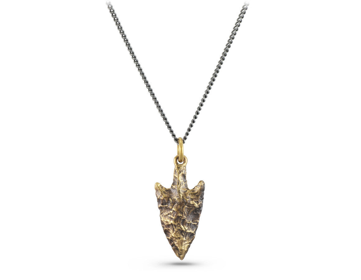 Small Arrowhead Necklace in Bronze - shown on gunmetal chain