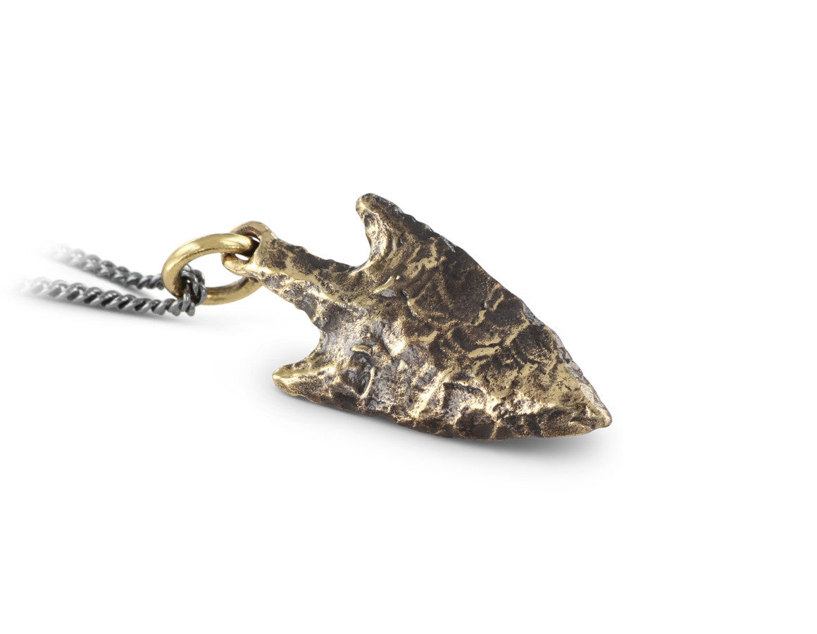 Small Arrowhead Necklace in Bronze - shown on gunmetal chain