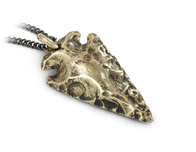 Arrowhead Necklace in Bronze - shown on gunmetal chain