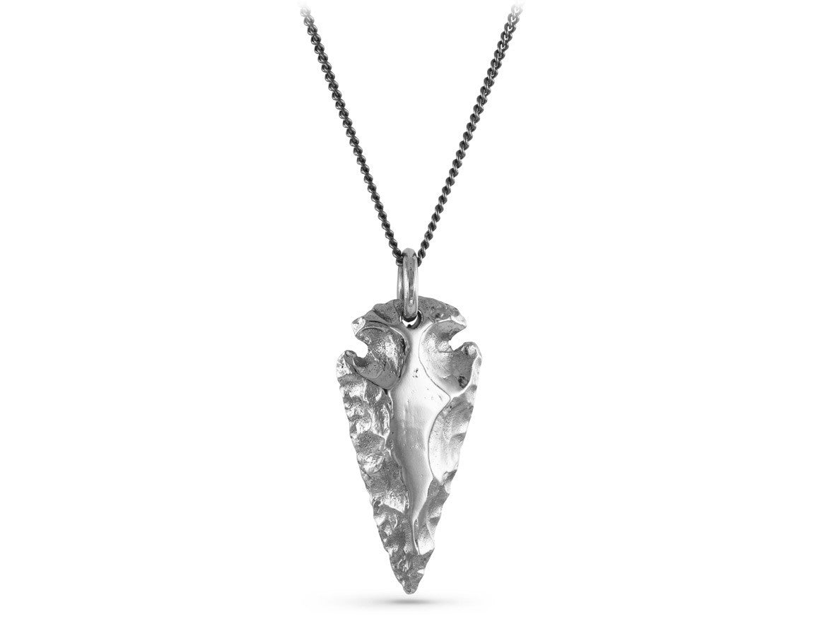 Arrowhead Necklace in Silver - shown on gunmetal chain