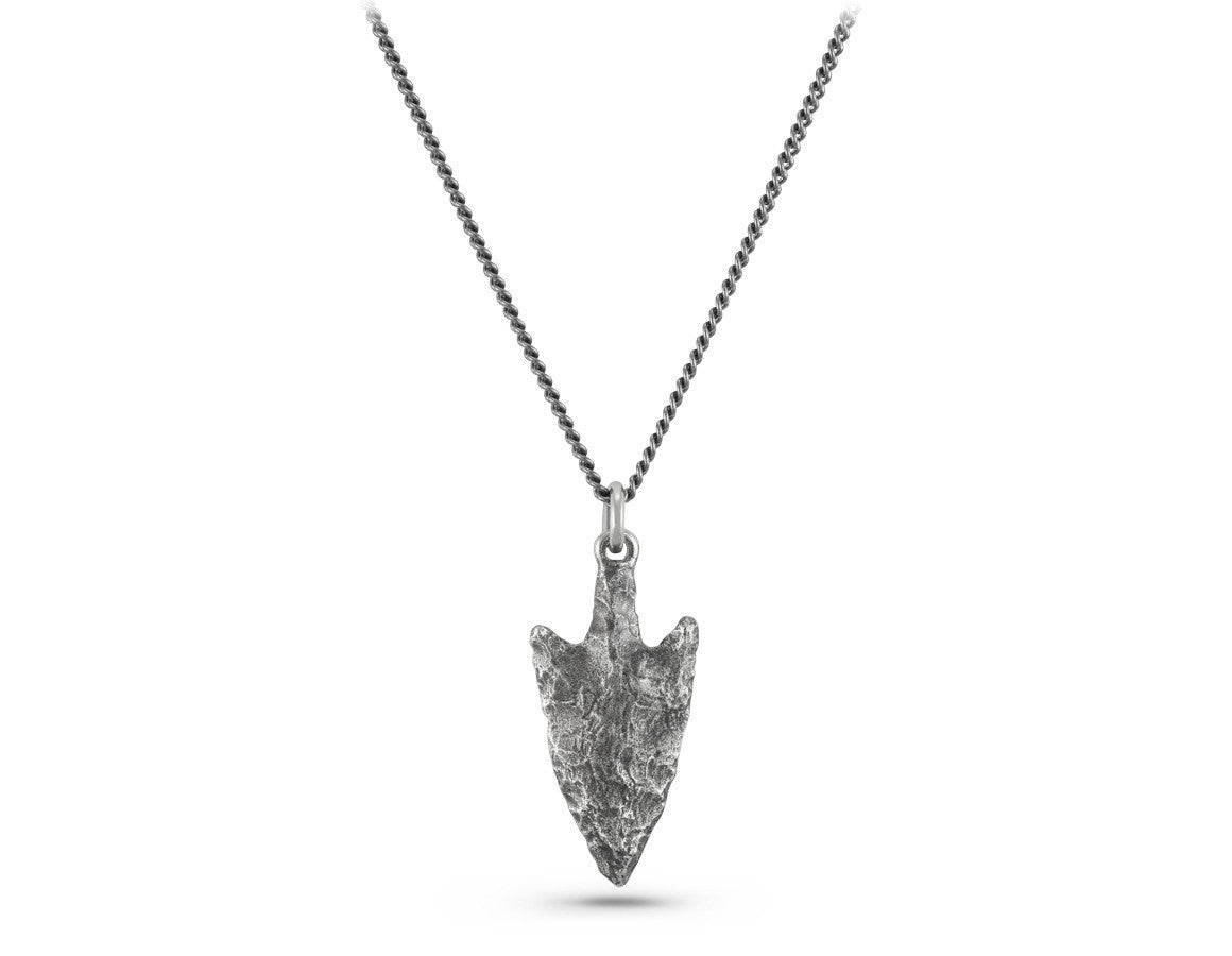 Small Arrowhead Necklace in Silver - shown on gunmetal chain