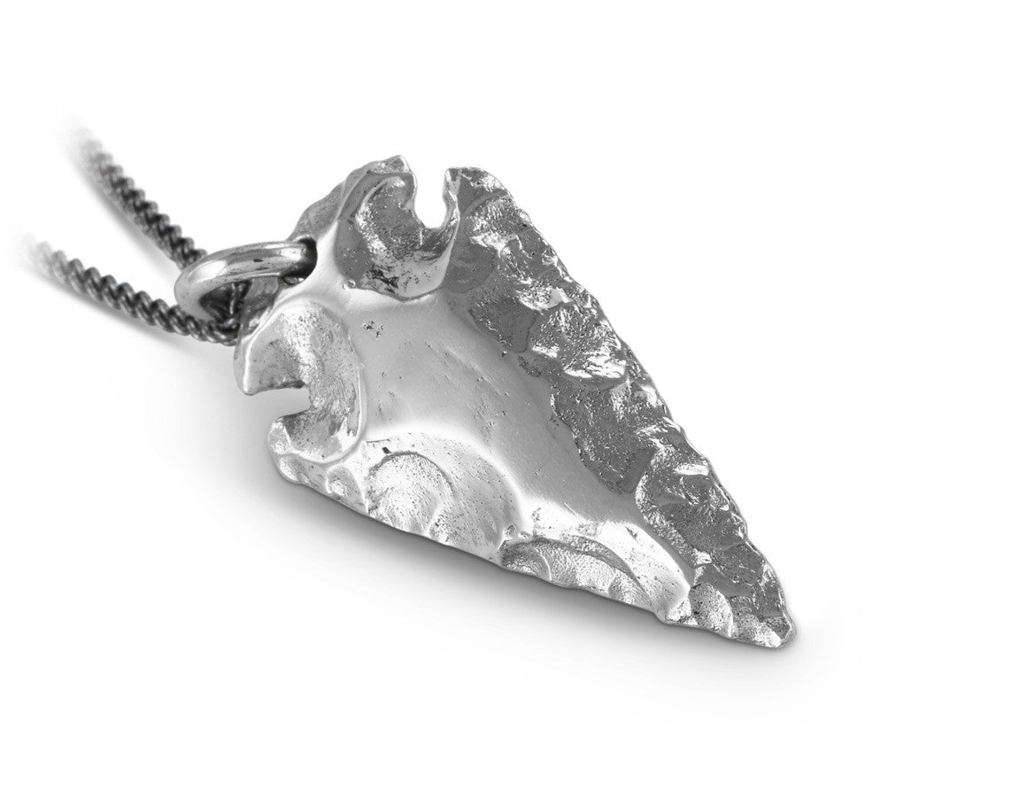 Arrowhead Necklace in Silver - shown on gunmetal chain