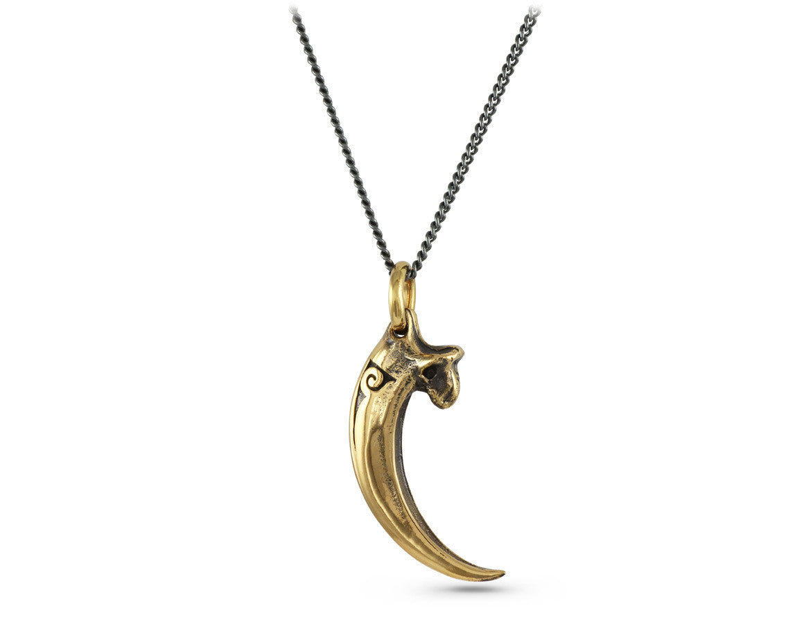 Bald Eagle Talon Necklace in Bronze - shown on gunmetal chain