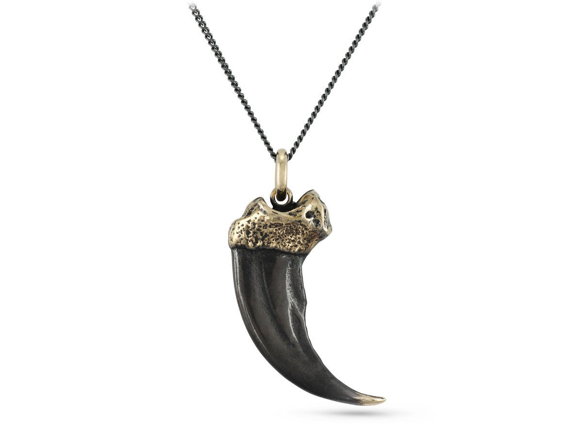 Black Bear Claw Necklace in Bronze - shown on gunmetal chain