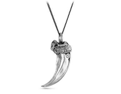 Bear Claw Necklace in Silver - shown on gunmetal chain