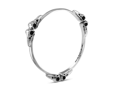 Raven Skull Bangle in Silver