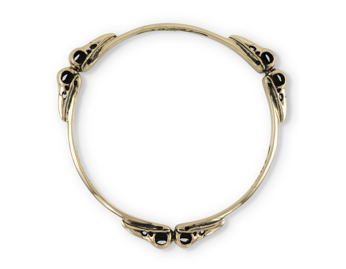 Raven Skull Bangle in Bronze