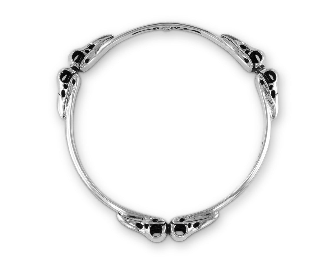 Raven Skull Bangle in Silver