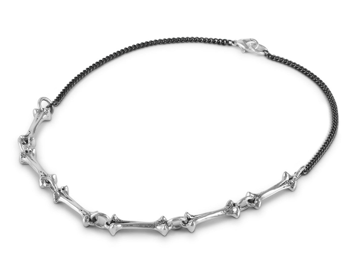 Bone Choker Necklace in Silver