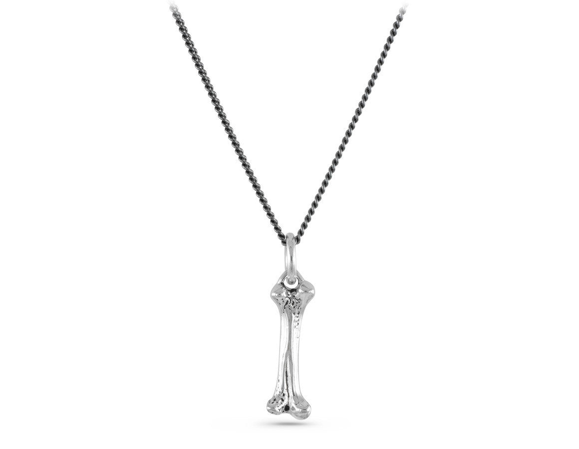 Small Bone Necklace in Silver - shown on gunmetal chain