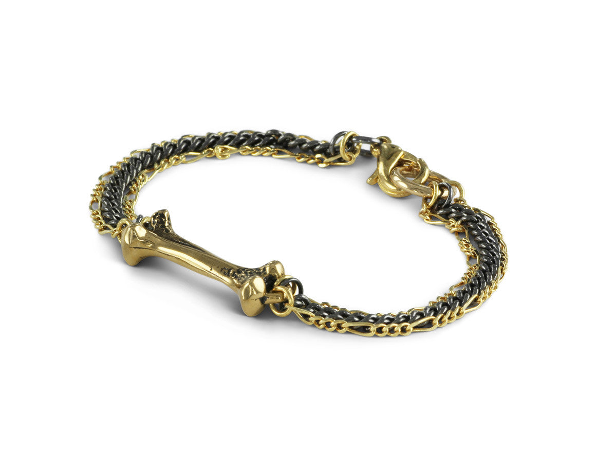 Bone and Chain Bracelet in Bronze