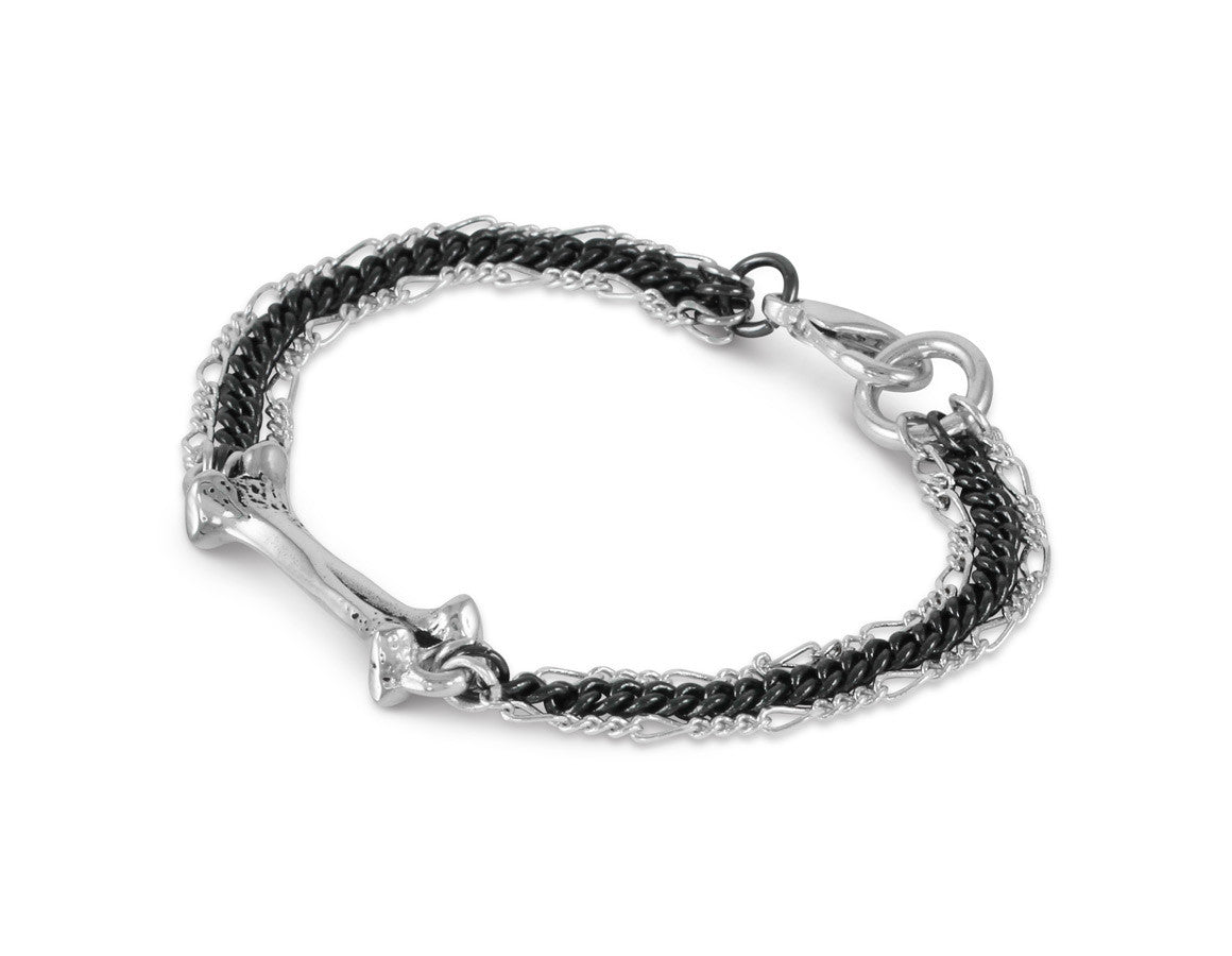 Bone & Chain Bracelet in Silver