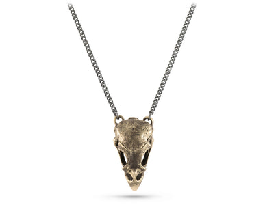 Cardinal Skull Locket in Bronze - shown on gunmetal chain