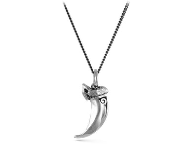 Wolf Claw Necklace in Silver - shown on gunmetal chain