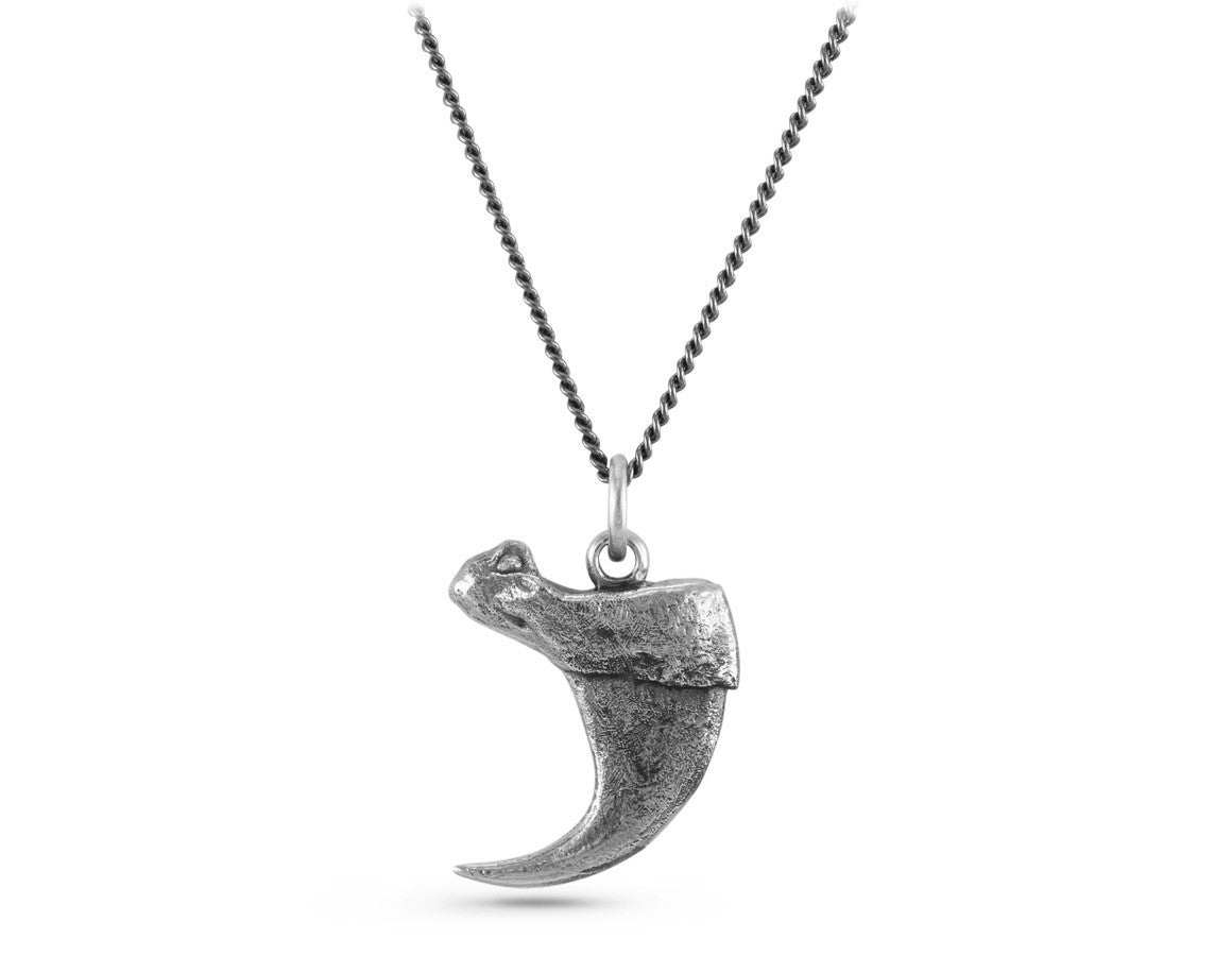 Cougar Claw Necklace in Silver - shown on gunmetal chain