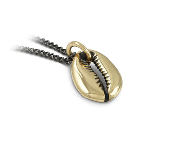 Cowrie Shell Necklace in Bronze - shown on gunmetal chain