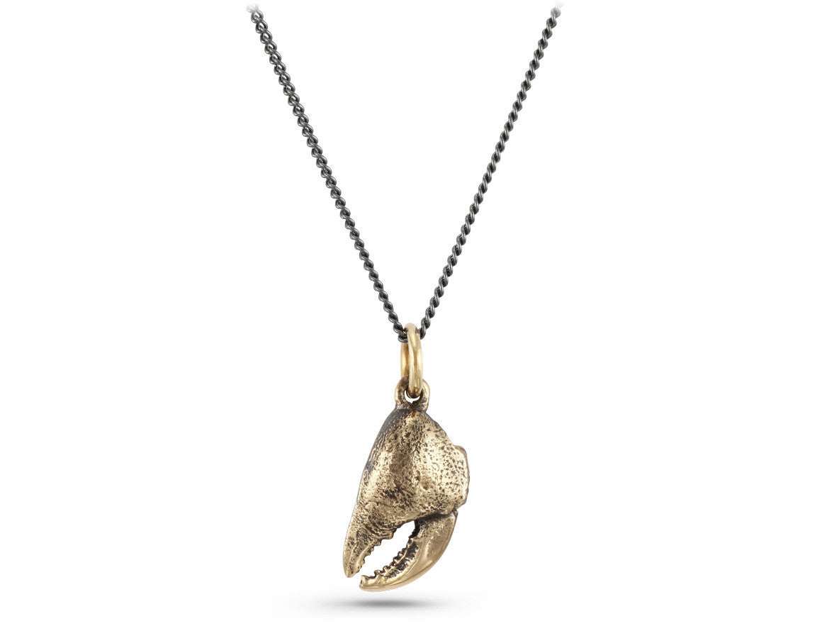 Crab Claw Necklace in Bronze - shown on gunmetal chain