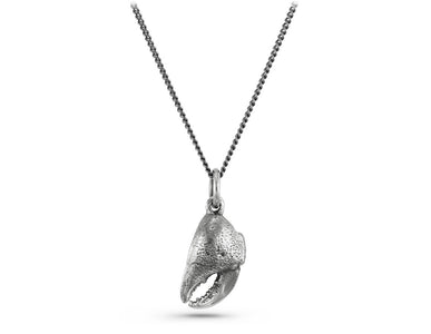 Crab Claw Necklace in Silver - shown on gunmetal chain