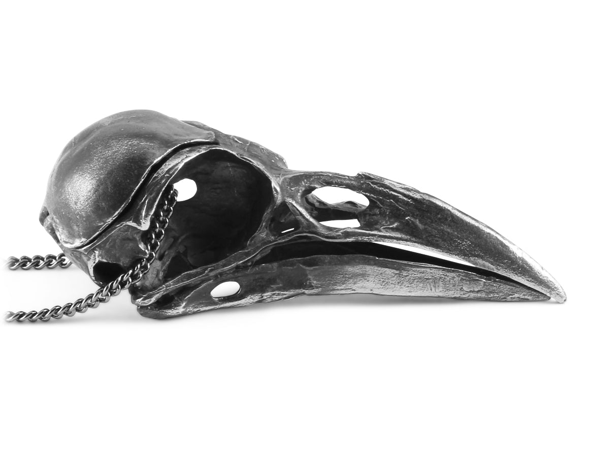 Crow Skull Locket - Silver