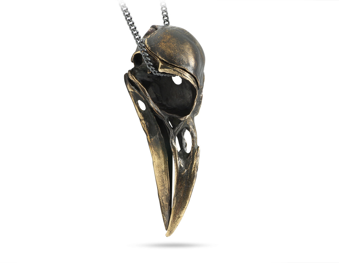 Crow Skull Locket - Bronze