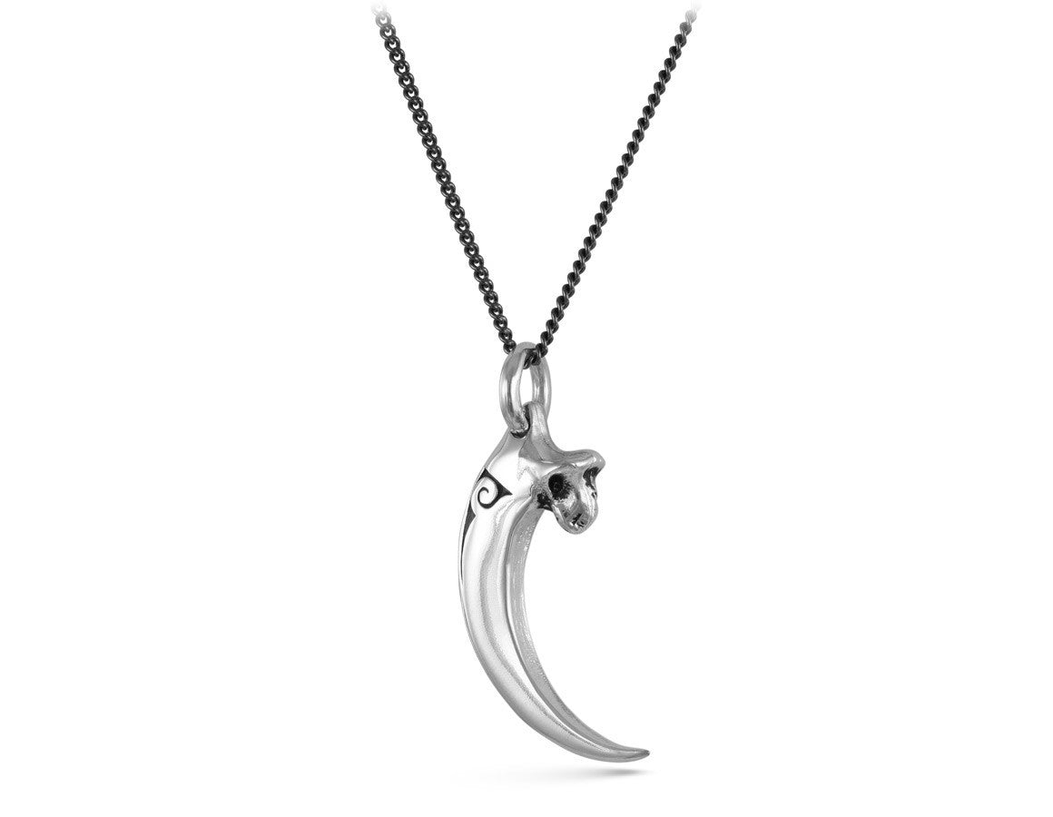 Bald Eagle Talon Necklace in Silver - shown on gunmetal chain