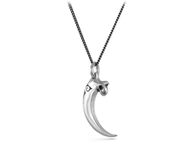 Bald Eagle Talon Necklace in Silver - shown on gunmetal chain