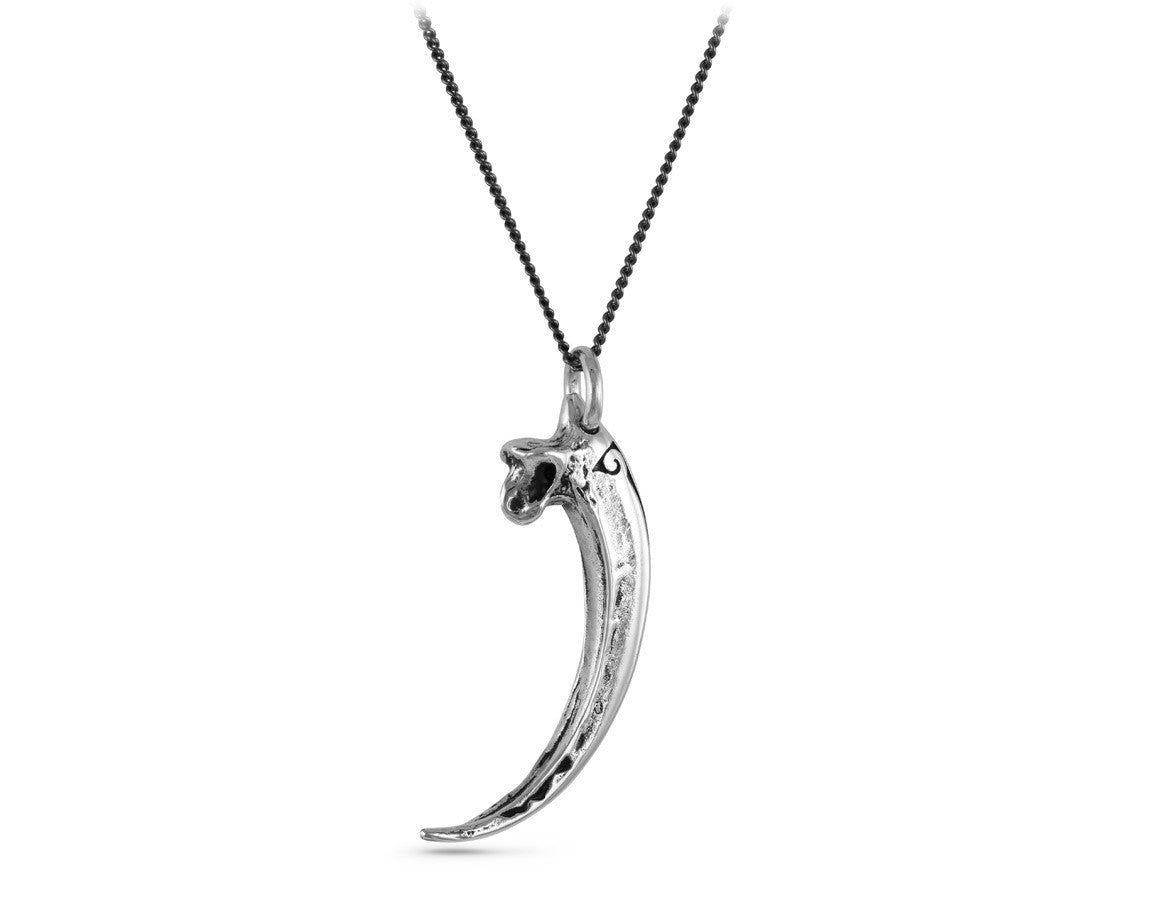 Golden Eagle Talon Necklace in Silver - shown on gunmetal chain