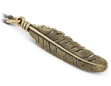 Feather Necklace in Bronze - shown on gunmetal chain