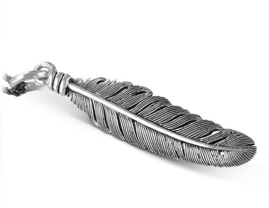 Feather Necklace in Silver - shown on gunmetal chain