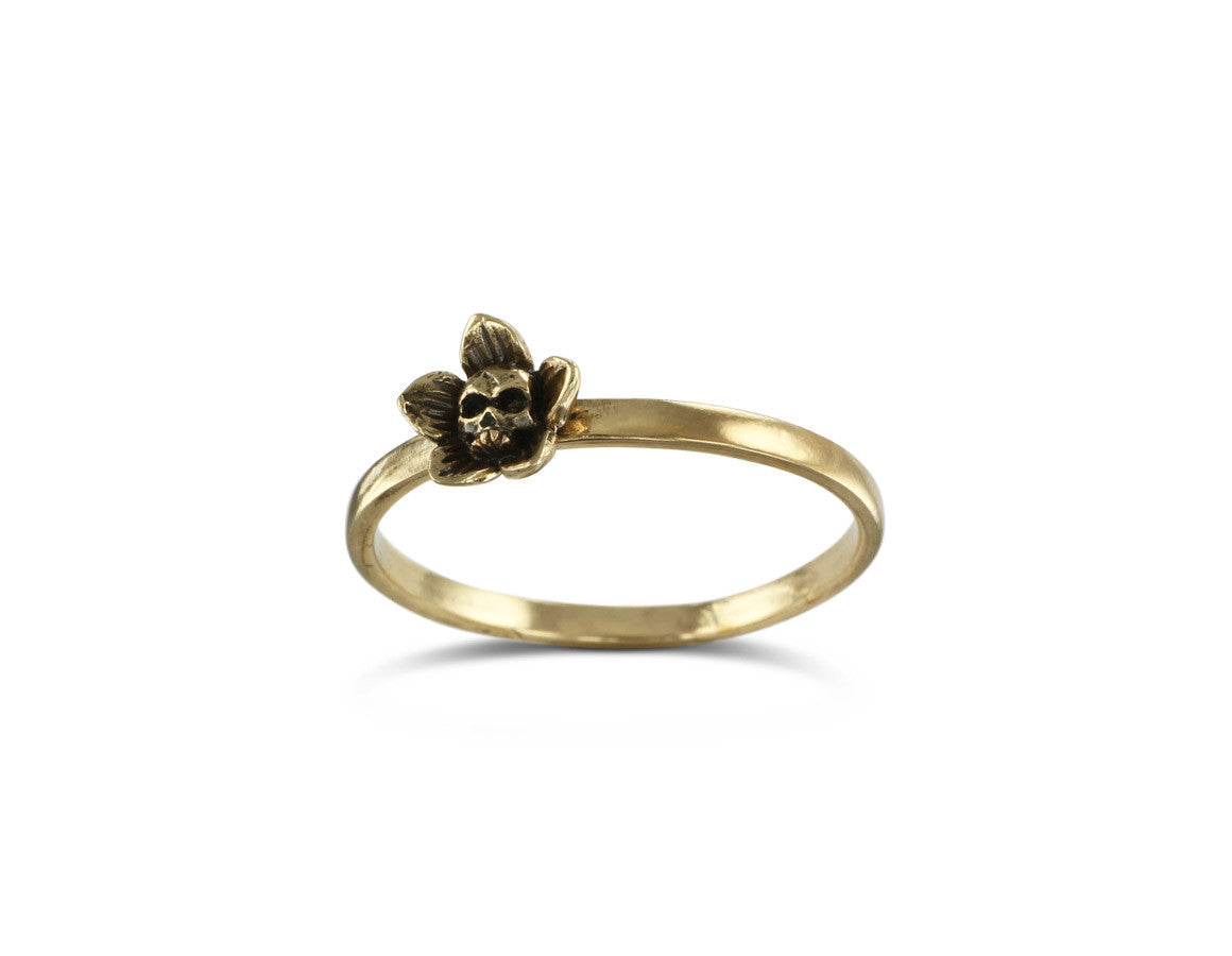 Flower Skull Stacking Ring in Bronze