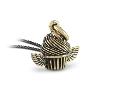 Cupcake Necklace in Bronze - shown on gunmetal chain