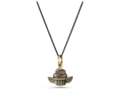 Cupcake Necklace in Bronze - shown on gunmetal chain