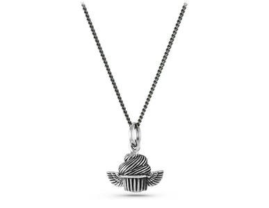 Cupcake Necklace in Silver - shown on gunmetal chain