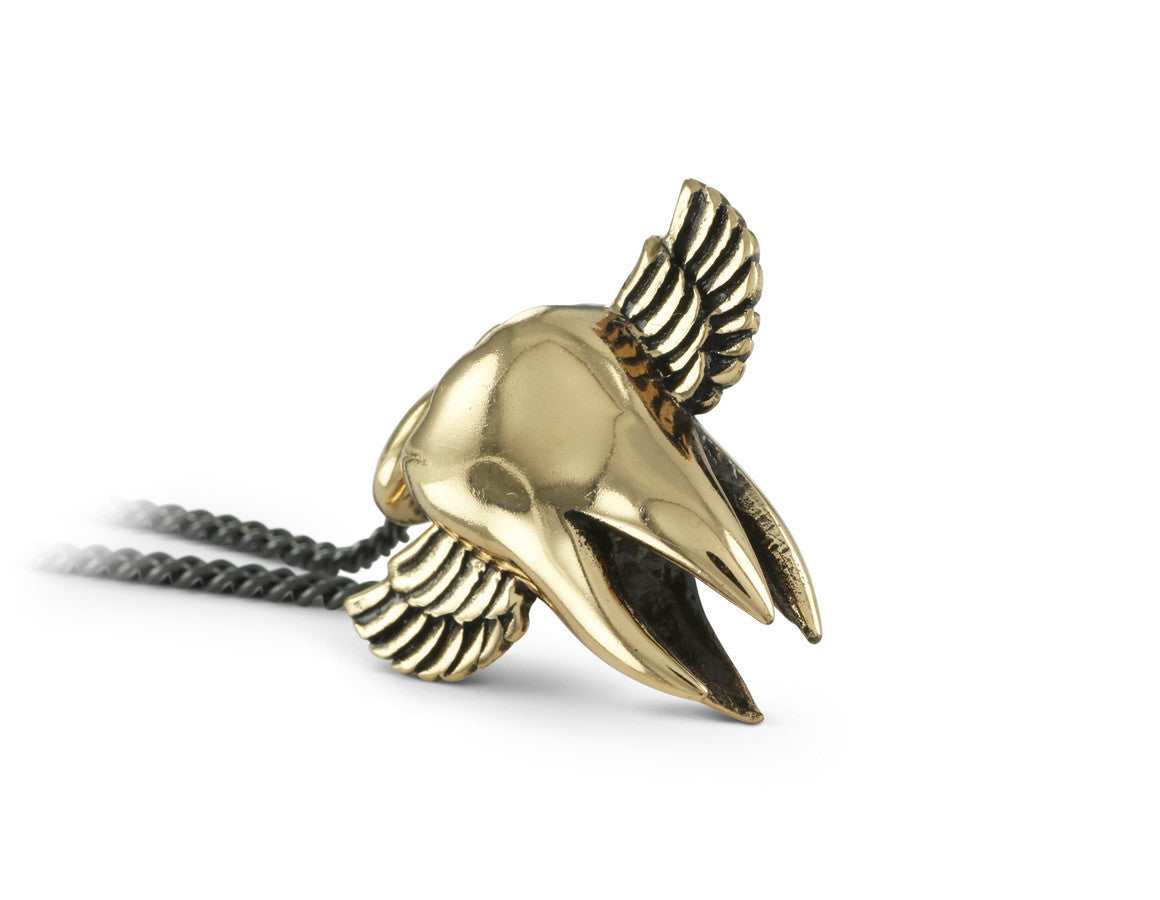 Flying Tooth Necklace in Bronze - shown on gunmetal chain