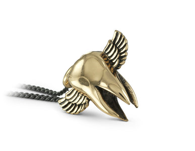 Flying Tooth Necklace in Bronze - shown on gunmetal chain