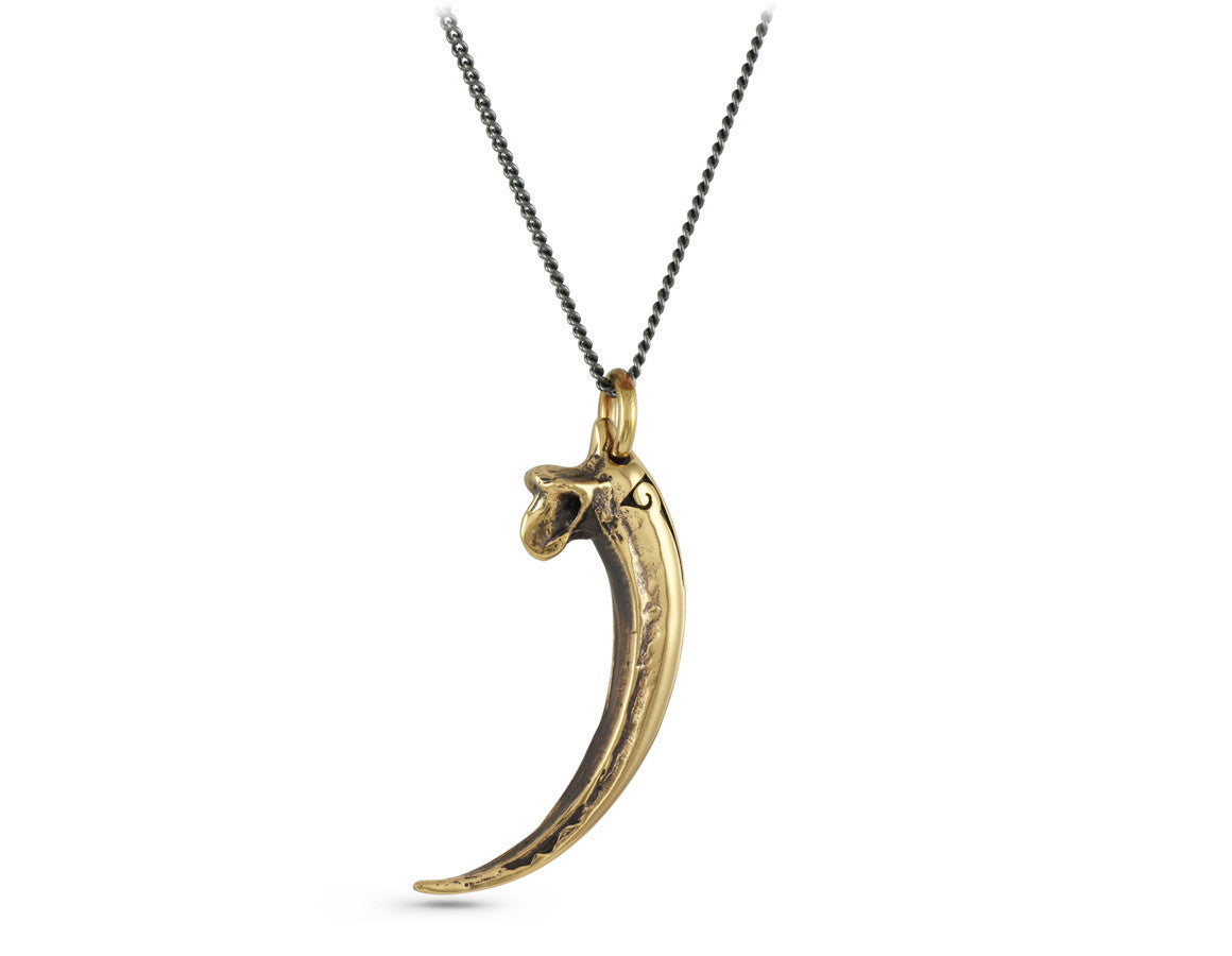 Golden Eagle Talon Necklace in Bronze - shown on gunmetal chain